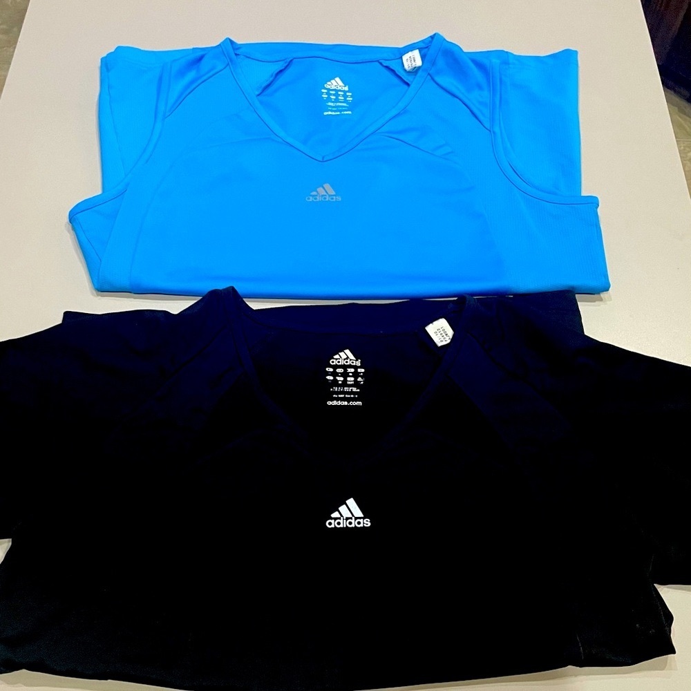2 Adidas WorkoutTops Blue/Black Size Large